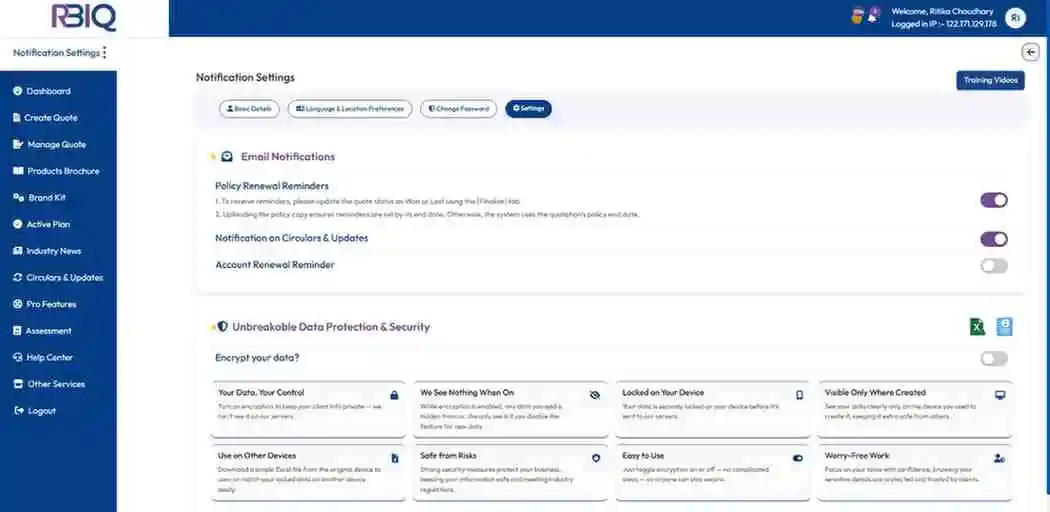 Insurance quotation system